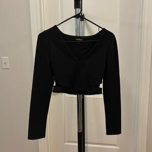 Express v neck crop top with size cut outs